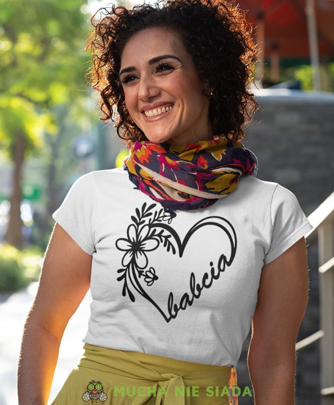 Babcia Kwiatowe serce, koszulka damska dla babci, na urodziny, na dzień babci, na prezent dla babci, koszulka dla babci, mucha nie siada sklep, mns.jpg