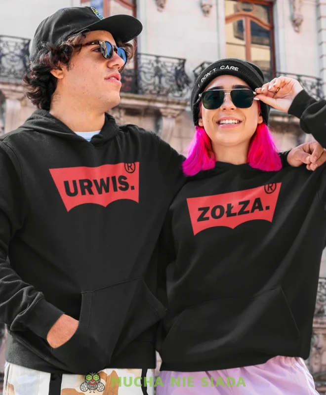 Zołza Urwis, czarne bluzy z kapturem dla par, bluzy dla zakochanych, dla par, bluzy z kapturem na walentynki, fajne bluzy z kapturem, bluzy dla par, bluzy z kapturem dla par mucha nie siada, mns.webp