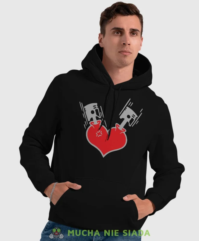 Serce motocyklisty, czarna bluza z kapturem, bluza dla motocyklisty, bluzy na motocykl, bluza z kapturem na motocykl, męska bluza na motocykl, na prezent dla miłośnika motocykli.webp