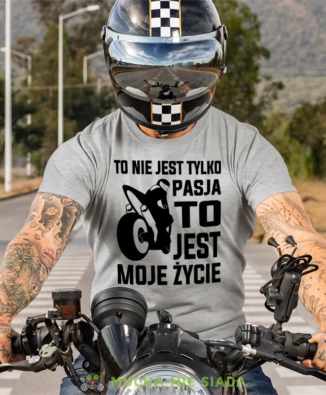To nie jest tylko pasja to jest moje życie, szara męska koszulka, koszulka dla motocyklisty, koszulki na motocykl, koszulka na motocykl, męska koszulka na motocykl na prezent dla miłośnika motocykli.webp