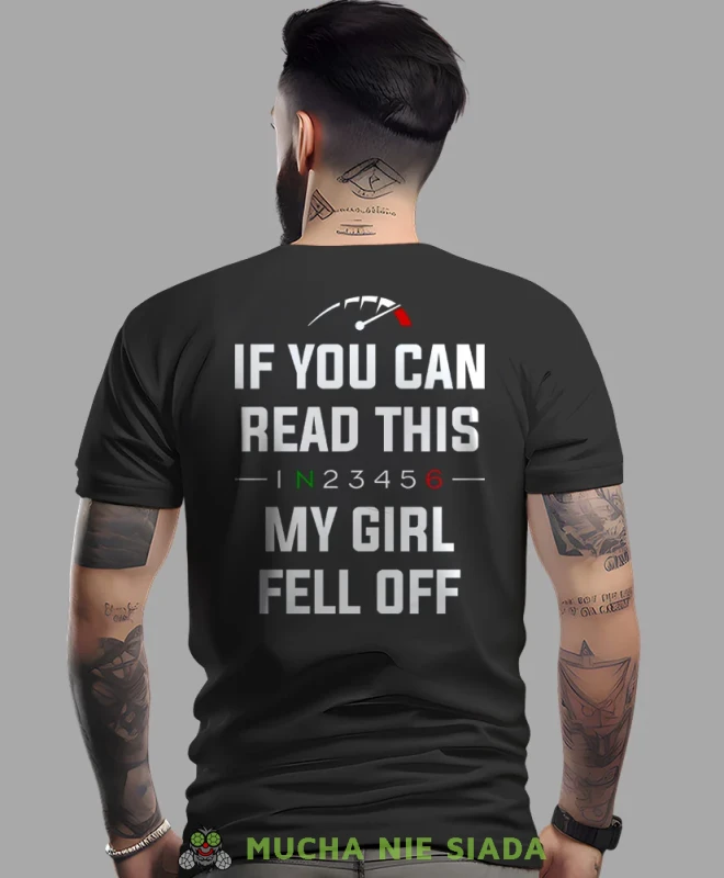If you can read this my girl fell off, czarna męska koszulka, koszulka dla motocyklisty, koszulki na motocykl, koszulka na motocykl, męska koszulka na motocykl na prezent dla miłośnika motocykli.webp
