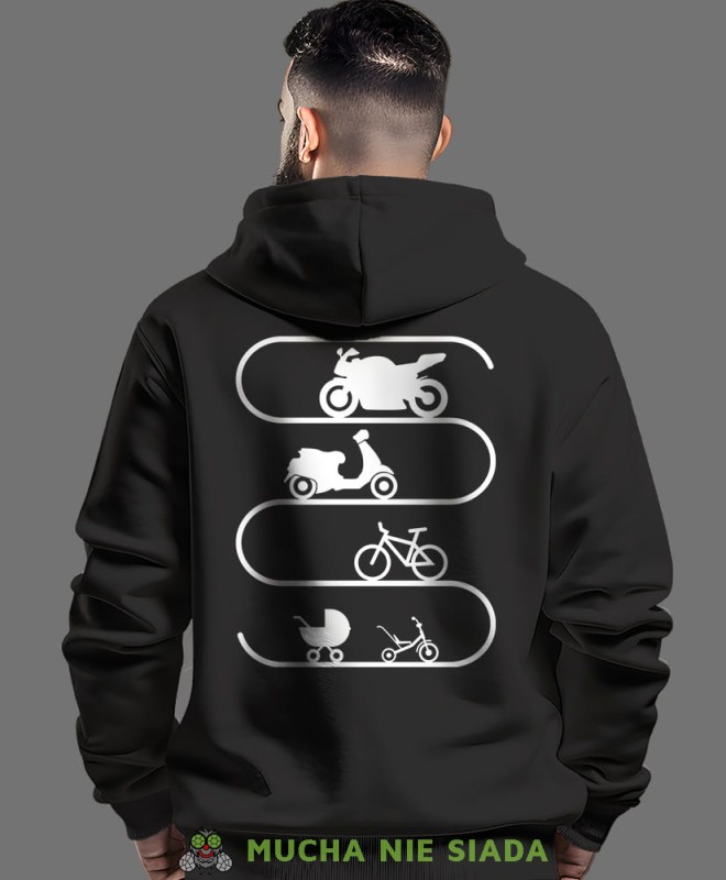Ewolucja motocyklisty, czarna bluza z kapturem, bluza dla motocyklisty, bluzy na motocykl, bluza z kapturem na motocykl, męska bluza na motocykl, na prezent dla miłośnika motocykli.jpg