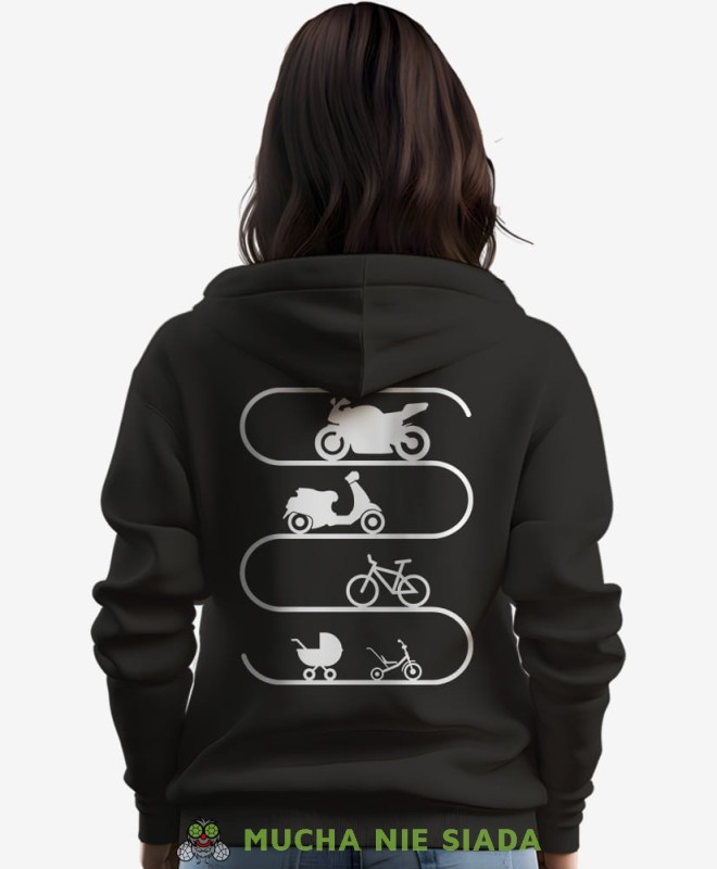 Ewolucja motocyklisty, czarna damska bluza z kapturem, bluza dla motocyklistki, bluzy na motocykl, bluza z kapturem na motocykl, damska bluza na motocykl, na prezent dla miłośniczki motocykli.jpg