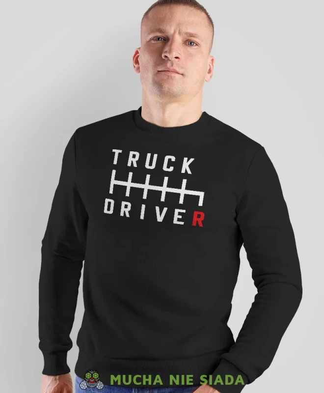 Truck driver, czarna bluza bez kaptura, prezent dla kierowcy tira, prezent dla kierowcy ciężarówki, bluza dla kierowcy ciężarówki, bluzy dla kierowcy, mucha niesiada, mns.webp
