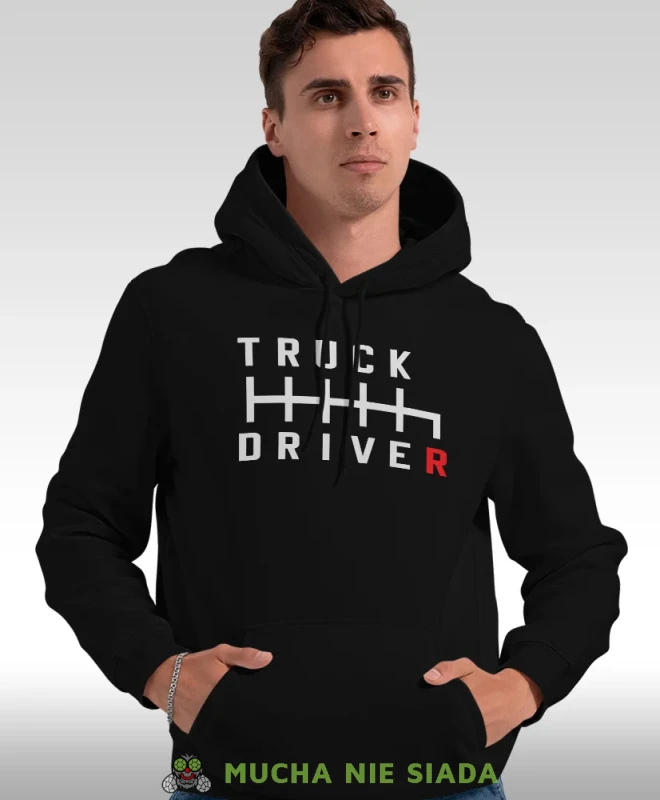 Truck driver, czarna bluza z kapturem, prezent dla kierowcy tira, prezent dla kierowcy ciężarówki, bluza dla kierowcy ciężarówki, bluzy dla kierowcy, mucha niesiada, mns.webp