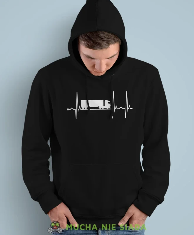 Ciężarówka linia życia, czarna bluza z kapturem, prezent dla kierowcy tira, prezent dla kierowcy ciężarówki, bluza dla kierowcy ciężarówki, bluzy dla kierowcy, mucha niesiada, mns.webp