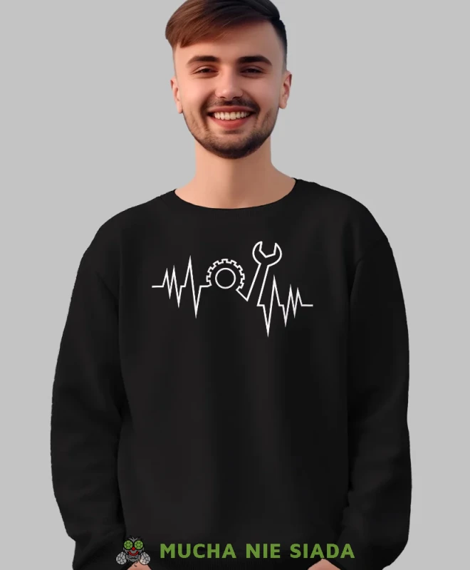 Mechanik linia życia, prezent dla mechanika, bluza bez kaptura dla mechanika, bluza dla mechanika, bluzy dla mechaników, męska bluza z nadrukiem, mucha niesiada, mns.webp
