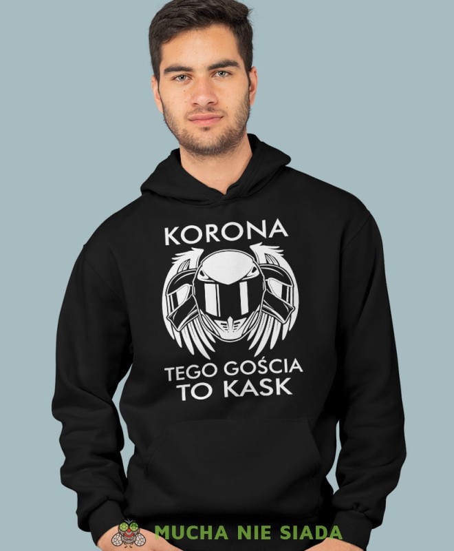 Korona tego gościa to kask, czarna bluza z kapturem, bluza dla motocyklisty, bluzy na motocykl, bluza z kapturem na motocykl, męska bluza na motocykl, na prezent dla miłośnika motocykli.jpg