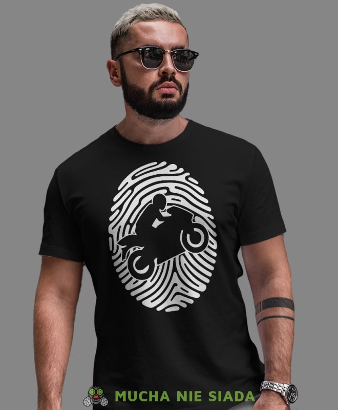 Odcisk palca motocyklisty, czarna męska koszulka, koszulka dla motocyklisty, koszulki na motocykl, koszulka na motocykl, męska koszulka na motocykl na prezent dla miłośnika motocykli.jpg