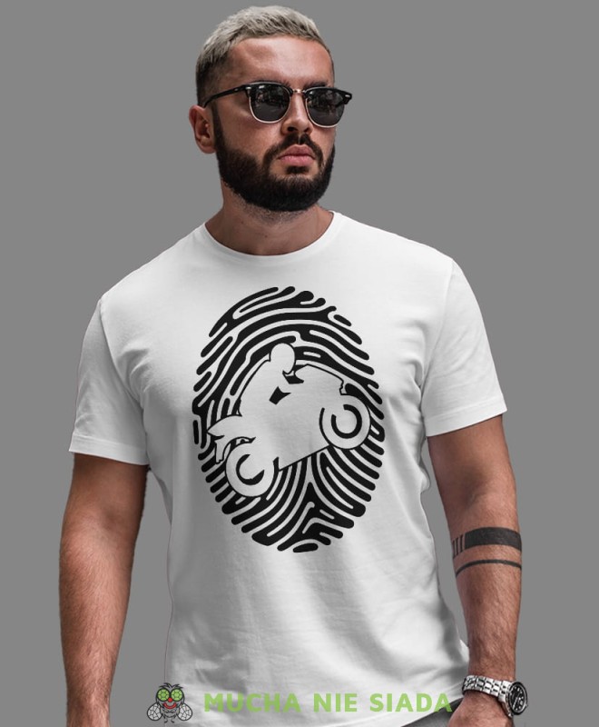 Odcisk palca motocyklisty, biała męska koszulka, koszulka dla motocyklisty, koszulki na motocykl, koszulka na motocykl, męska koszulka na motocykl na prezent dla miłośnika motocykli.jpg