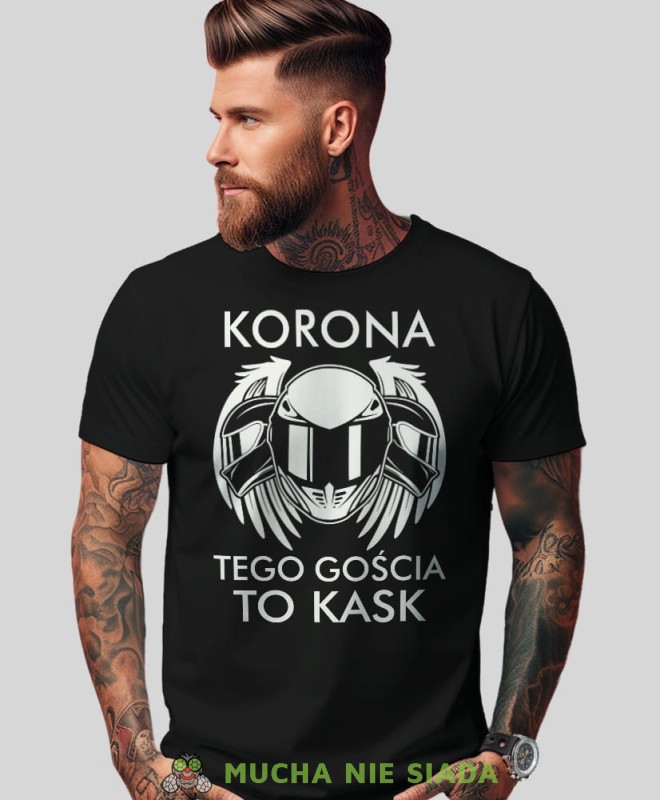 Korona tego gościa to kask, czarna męska koszulka, koszulka dla motocyklisty, koszulki na motocykl, koszulka na motocykl, męska koszulka na motocykl na prezent dla miłośnika motocykli.jpg