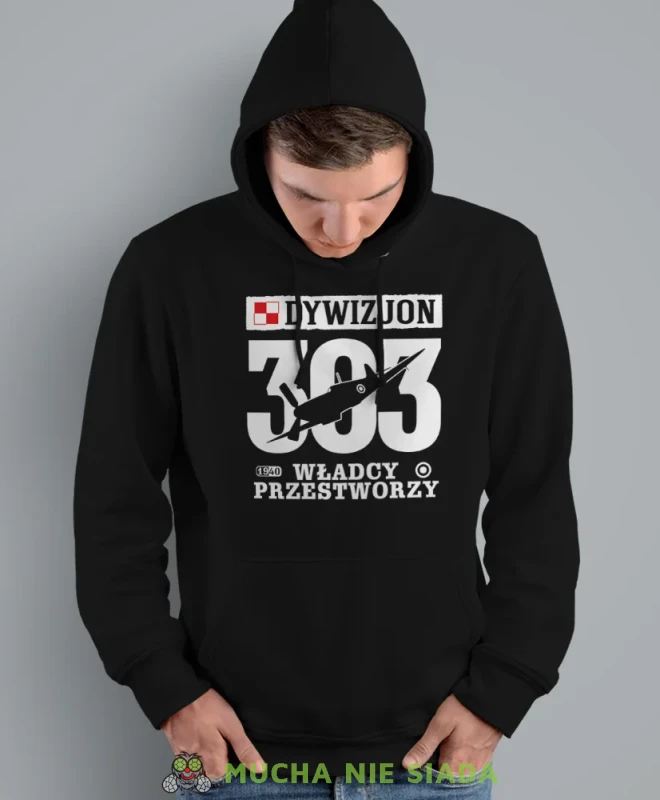 Dywizjon 303 Władcy przestworzy, męska bluza z kapturem, bluza patriotyczna, bluzy z grafiką patriotyczną, dla mężczyzny, bluzay patriotyczne, bluza Polska, bluzy patriotyczne z kapturem.webp