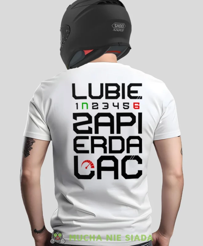Lubię zapier moto, biała męska koszulka, koszulka dla motocyklisty, koszulki na motocykl, koszulka na motocykl, męska koszulka na motocykl na prezent dla miłośnika mot.webp