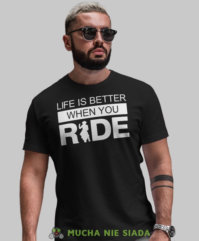 Life is better when you ride, czarna męska koszulka, koszulka dla motocyklisty, koszulki na motocykl, koszulka na motocykl, męska koszulka na motocykl na prezent dla miłośnika motocykli.jpg