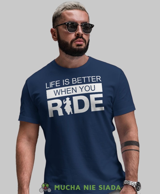 Life is better when you ride, granatowa męska koszulka, koszulka dla motocyklisty, koszulki na motocykl, koszulka na motocykl, męska koszulka na motocykl na prezent dla miłośnika motocykli.jpg