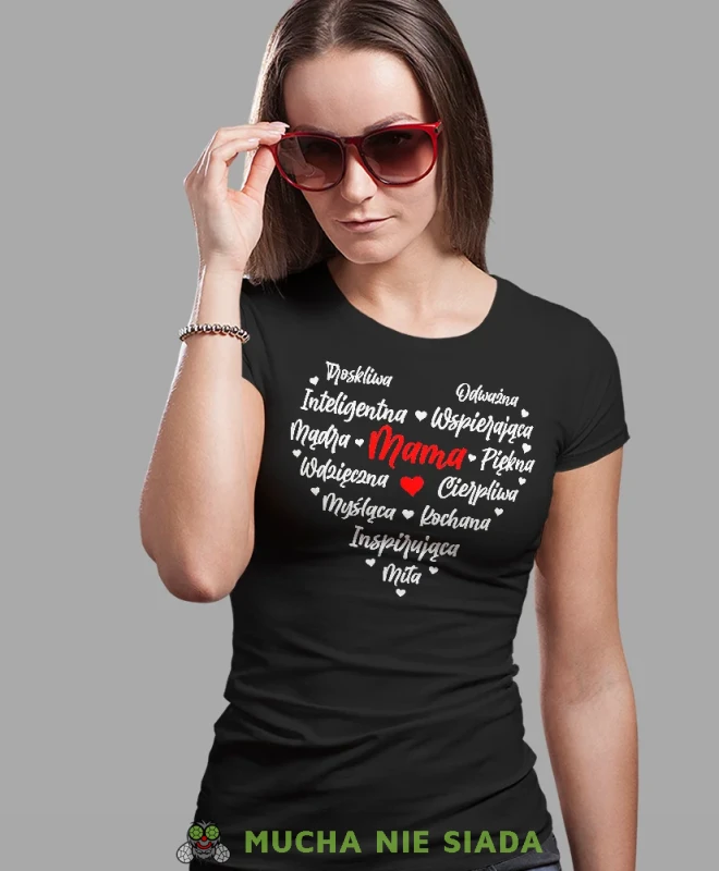 Mama troskliwa odważna, czarna koszulka dla mamy, prezent dla mamy, koszulki na dzień matki, koszulki z hasłem dla mamy, personalizowana koszulka dla mamy, oryginalne koszulki na dzień matki, t-shirt dla mamy, mucha .webp