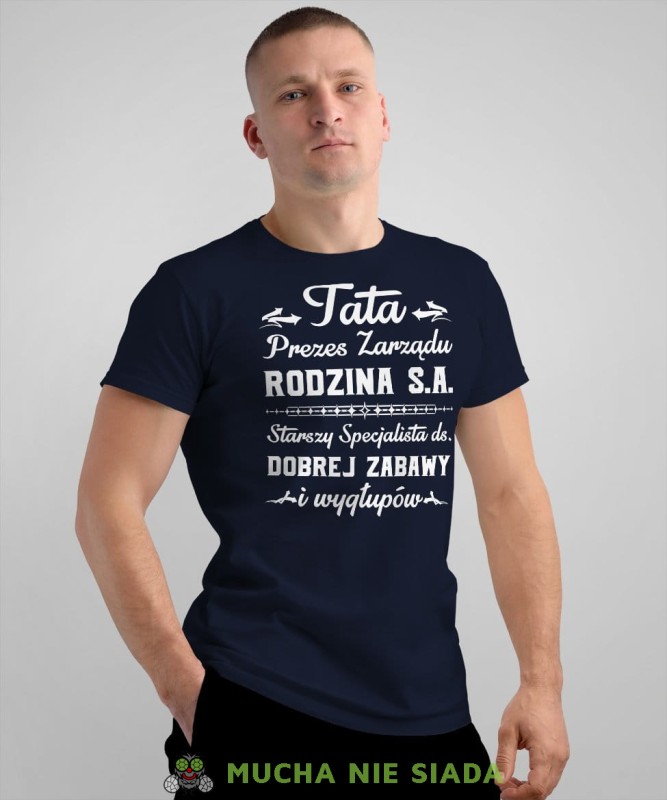 Tata prezes zarządu rodzina s.a - koszulka dla taty granatowa