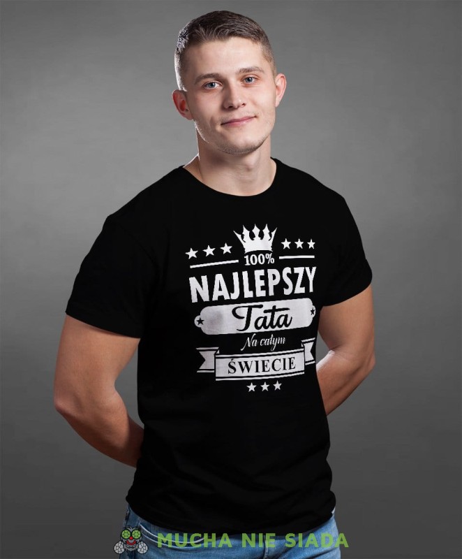 Najlepszy tata na całym świecie koszulka dla taty czarna