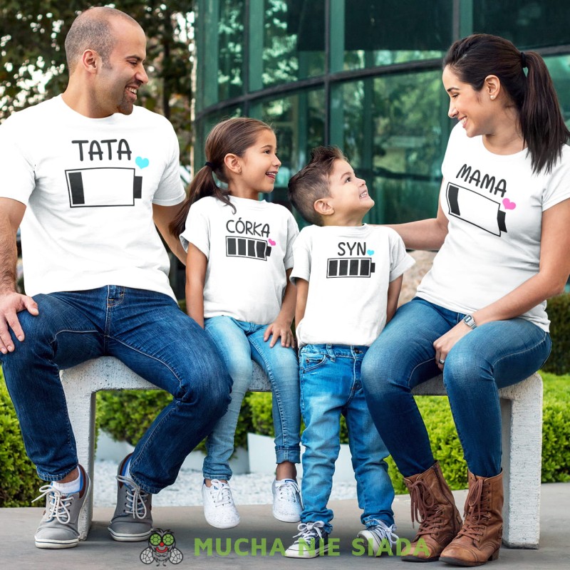 bateria, mama, tata, syn, córka, białe koszulki rodzinne.jpg