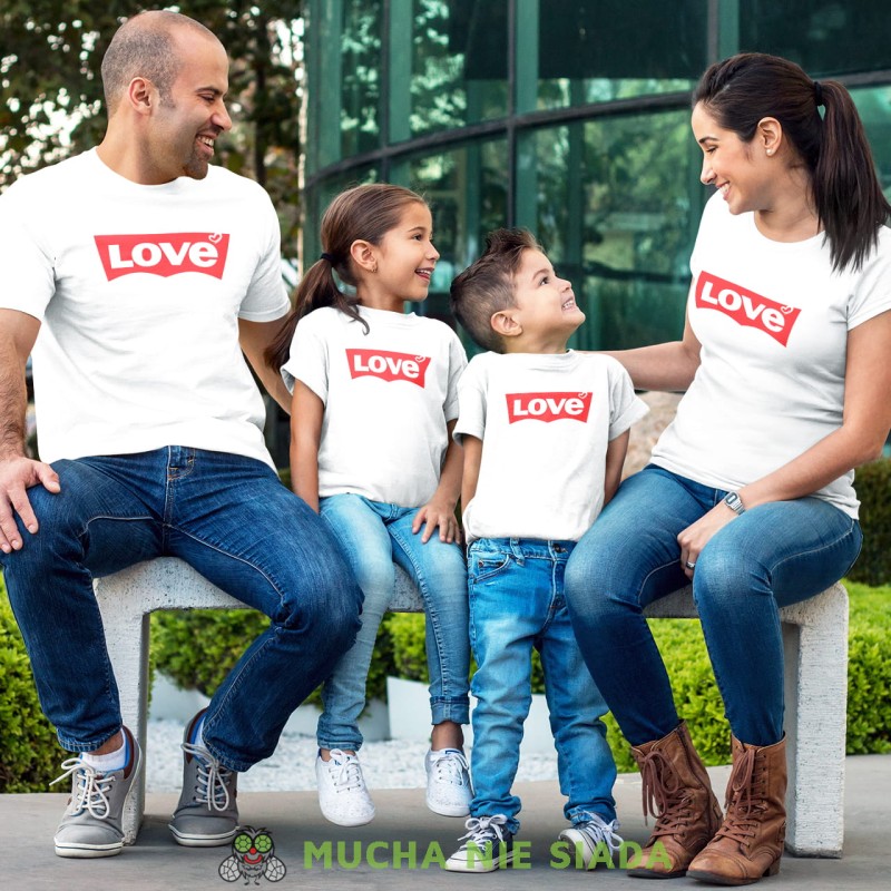 rodzina, mama, tata, syn, córka, love białe koszulki levis styl.jpg