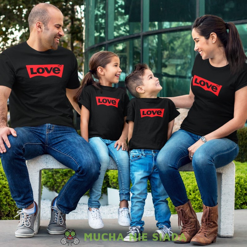 rodzina, mama, tata, syn, córka, love czarne koszulki levis styl.jpg