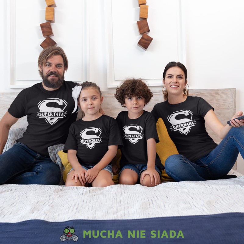 super tata, super mama, super syn, super córka, czarne koszulki.jpg