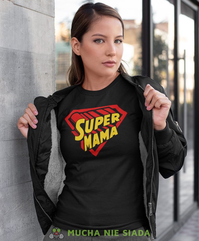 super mama czarna koszulka dla mamy.jpg