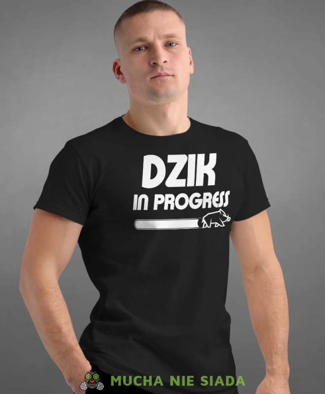 dzik in progress, czarna koszulka na siłownię, męska koszulka, koszulka sportowa, na sport, gym, na siłownię.jpg