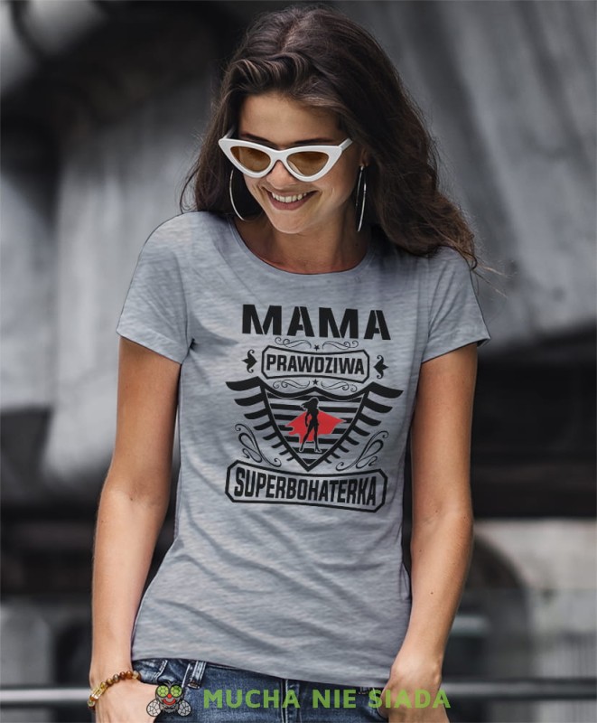 mama prawdziwa superbohaterka szara koszulka dla mamy.jpg