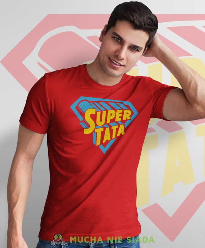 super tata czerwona koszulka dla taty dzień ojca.jpg