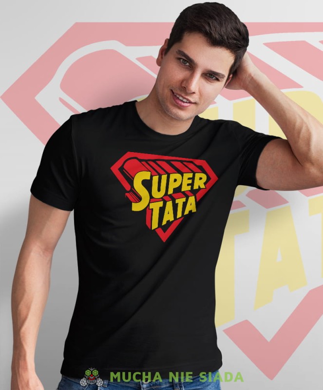 super tata czarna koszulka dla taty dzień ojca.jpg