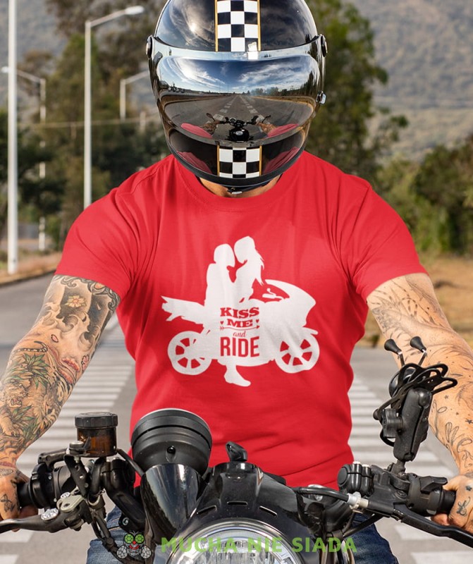 kiss me and ride czerwona koszulka motocyklowa motocykl motocyklista.jpg