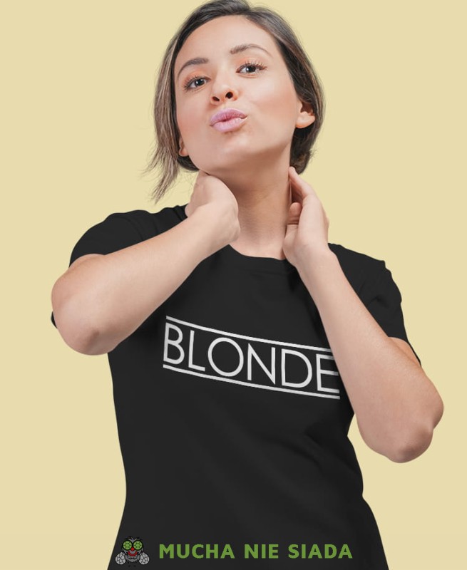 blonde czarna damska koszulka z nadrukiem na prezent dla dziewczyny.jpg
