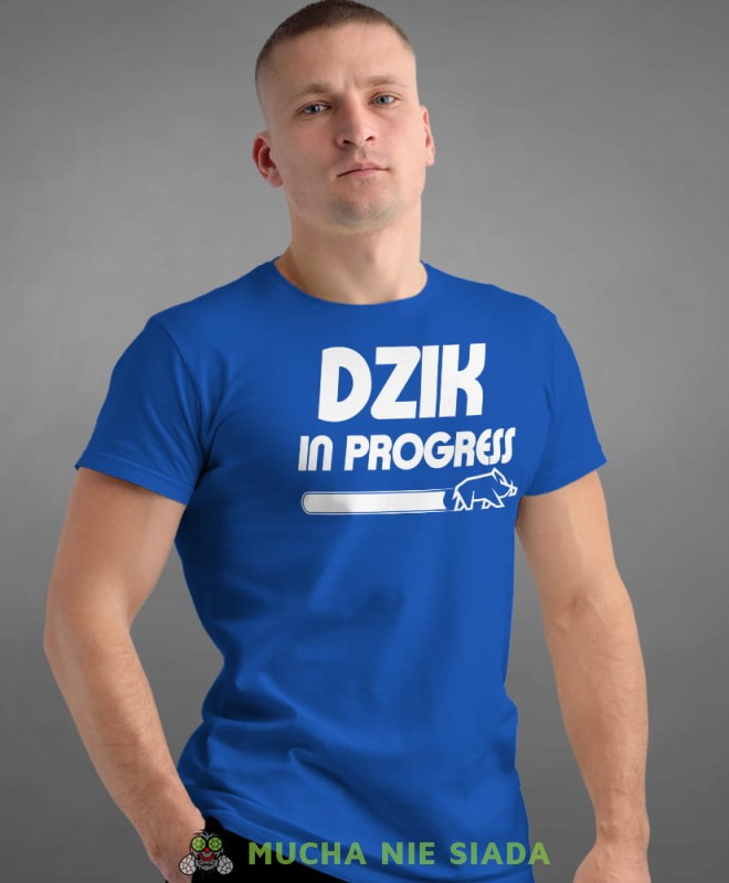dzik in progress, niebieska koszulka na siłownię, męska koszulka, koszulka sportowa, na sport, gym, na siłownię.jpg