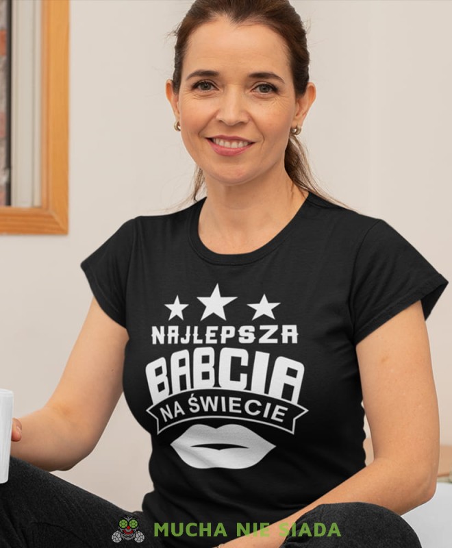 najlepsza babcia na świecie  czarna damska koszulka dla babci z nadrukiem babcia.jpg