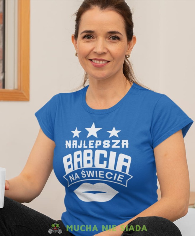 najlepsza babcia na świecie niebieska damska koszulka dla babci z nadrukiem babcia.jpg