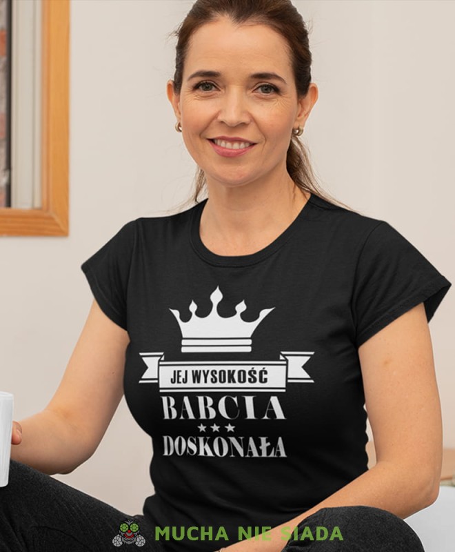 jej wysokość babcia doskonała czarna damska koszulka dla babci z nadrukiem babcia.jpg