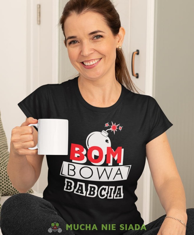 bombowa babcia czarna damska koszulka dla babci z nadrukiem babcia.jpg