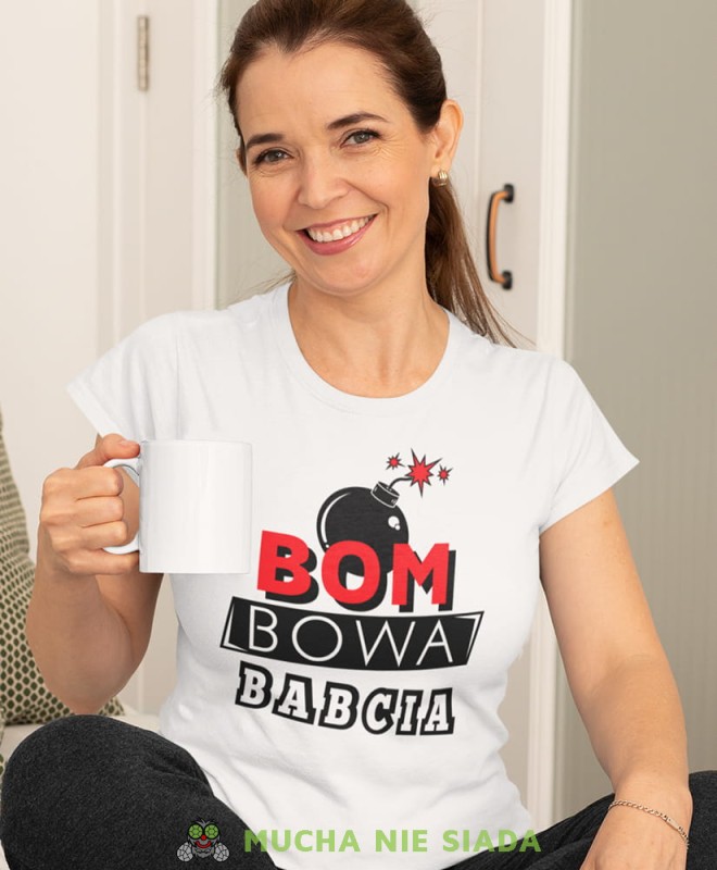 bombowa babcia biała damska koszulka dla babci z nadrukiem babcia.jpg