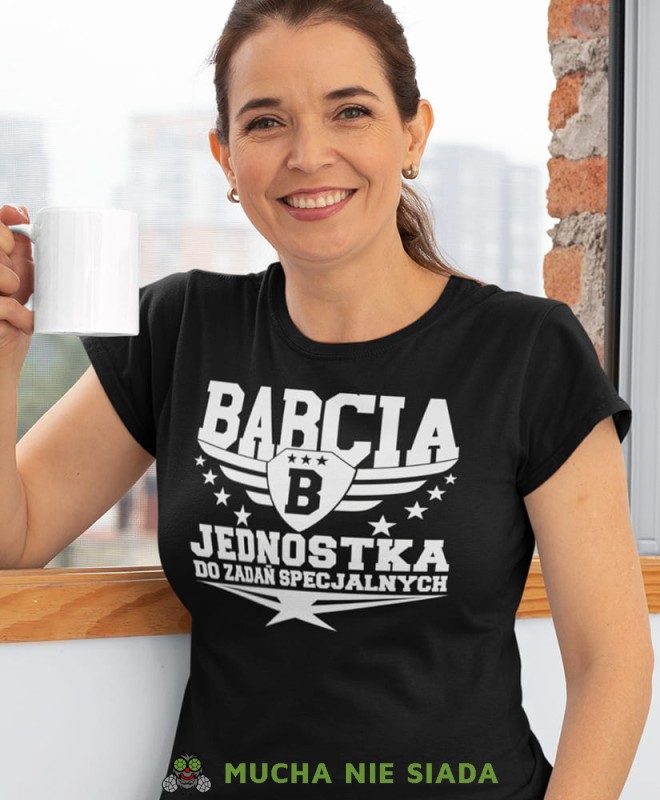 babcia jednostka do zadań specjalnych czarna damska koszulka dla babci z nadrukiem babcia.jpg