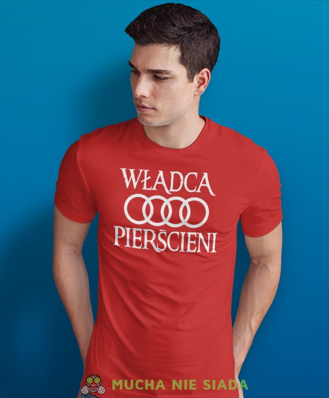 władca pierścieni, audi, czerwona męska koszulka z nadrukiem na co dzień, na prezent, fajna koszulka dla chłopaka.jpg