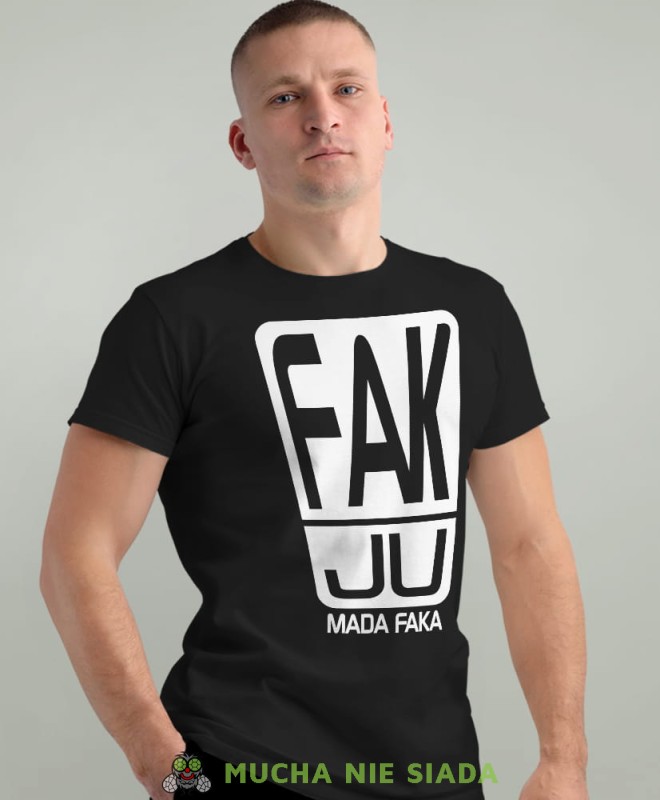fak ju mada faka czarna męska koszulka z nadrukiem na co dzień, na prezent, fajna koszulka.jpg