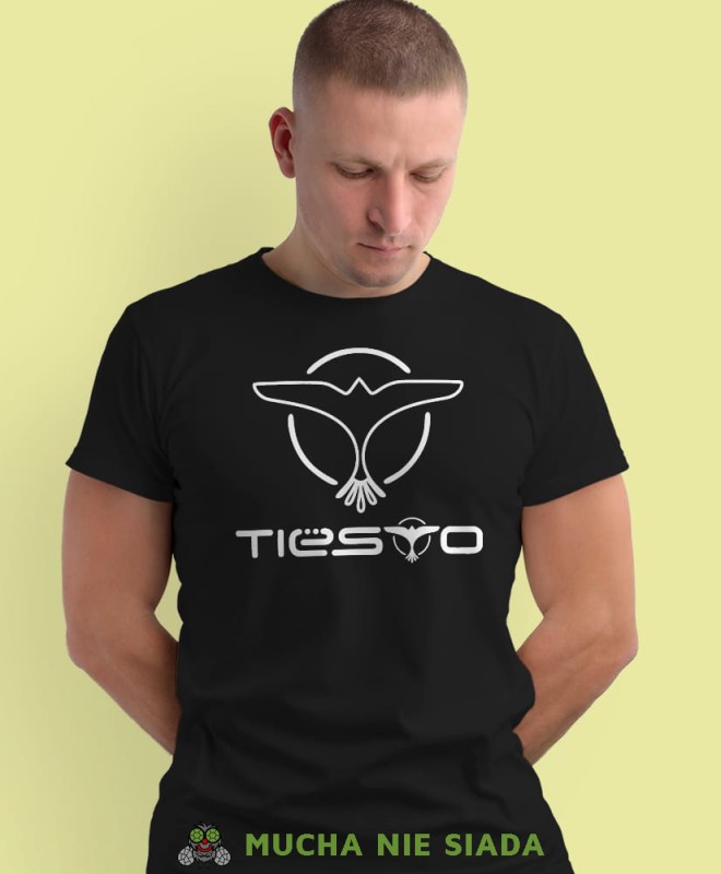 tiesto czarna męska koszulka z nadrukiem na co dzień, na prezent, fajna koszulka dla chłopaka.jpg