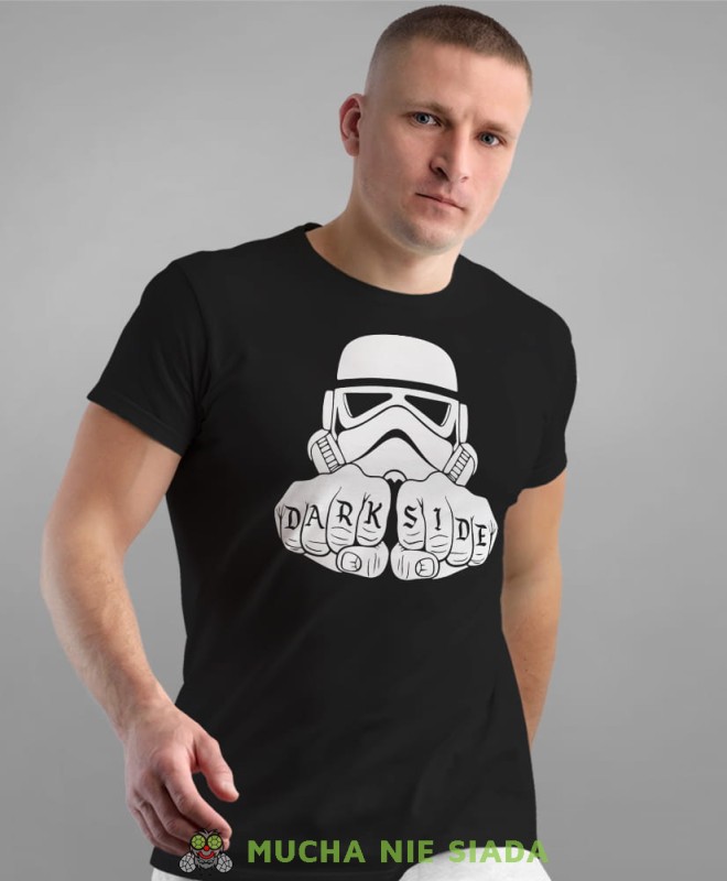 dark side czarna męska koszulka z nadrukiem na co dzień, na prezent, fajna koszulka dla chłopaka.jpg