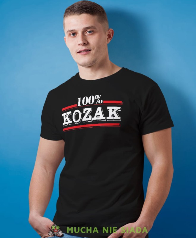 100% kozak czarna męska koszulka z nadrukiem na co dzień, na prezent, fajna koszulka, dla męża, dla chłopaka, super prezent.jpg