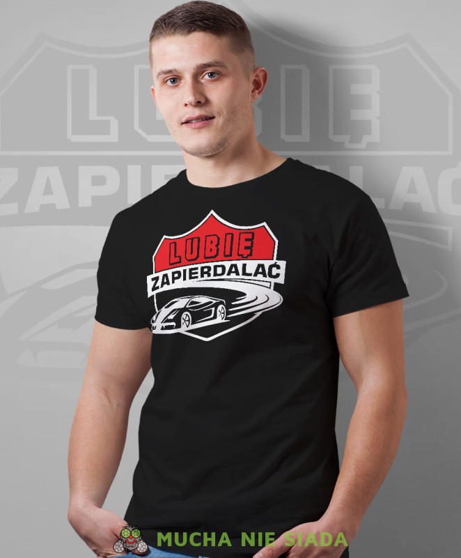 lubię zapierdalać super auto czarna męska koszulka z nadrukiem na co dzień, na prezent, fajna koszulka, dla męża, dla chłopaka, super prezent.jpg