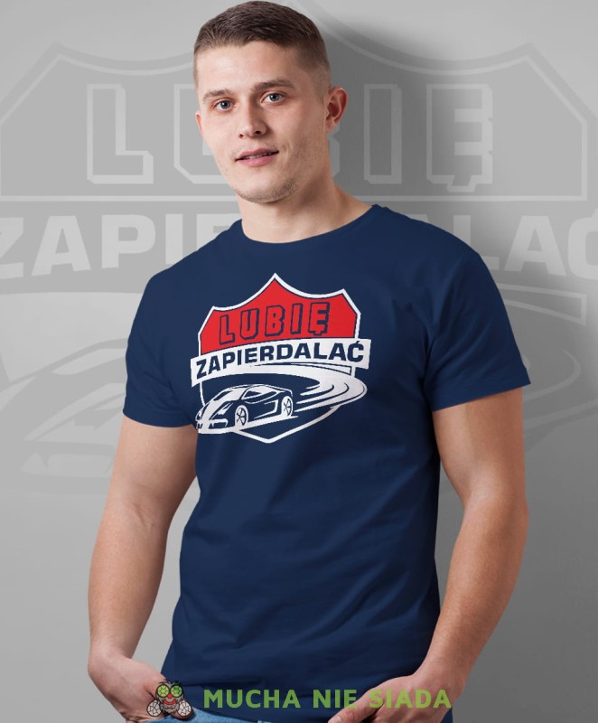 lubię zapierdalać super auto granatowa męska koszulka z nadrukiem na co dzień, na prezent, fajna koszulka, dla męża, dla chłopaka, super prezent.jpg