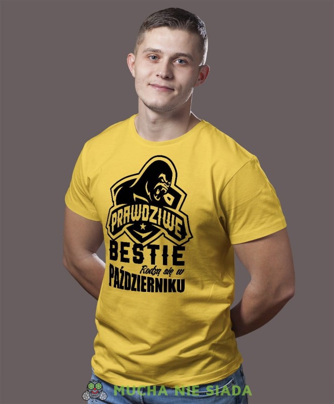 Prawdziwi bestie rodzą się w...  żółta koszulka urodzinowa