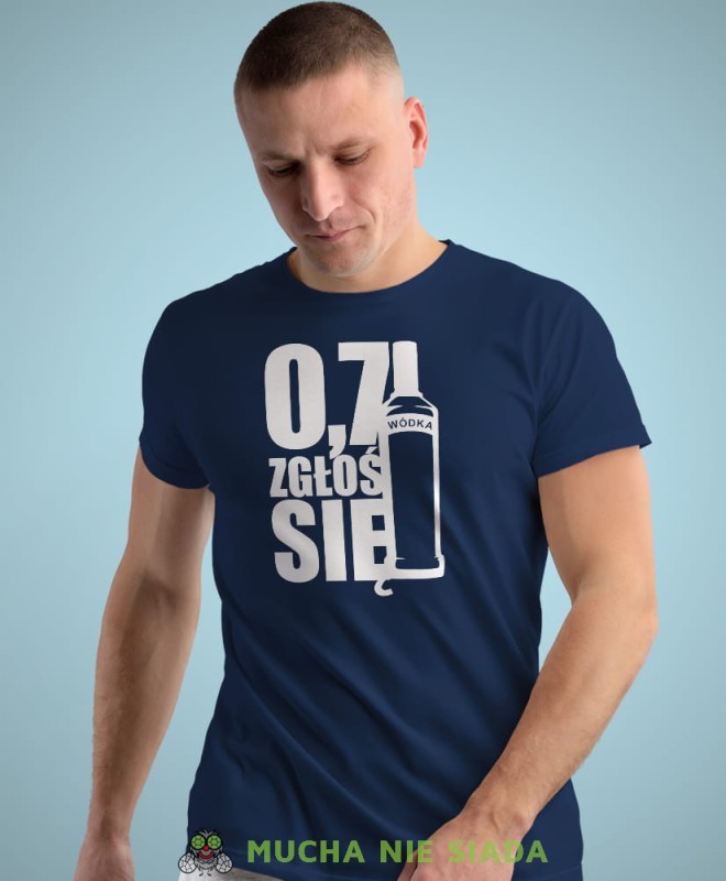 0,7 zgłoś się granatowa męska koszulka z nadrukiem na co dzień, na prezent, fajna koszulka.jpg