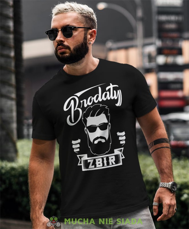 brodaty zbir czarna męska koszulka prawdziwy mężczyzna hipster prezent.jpg
